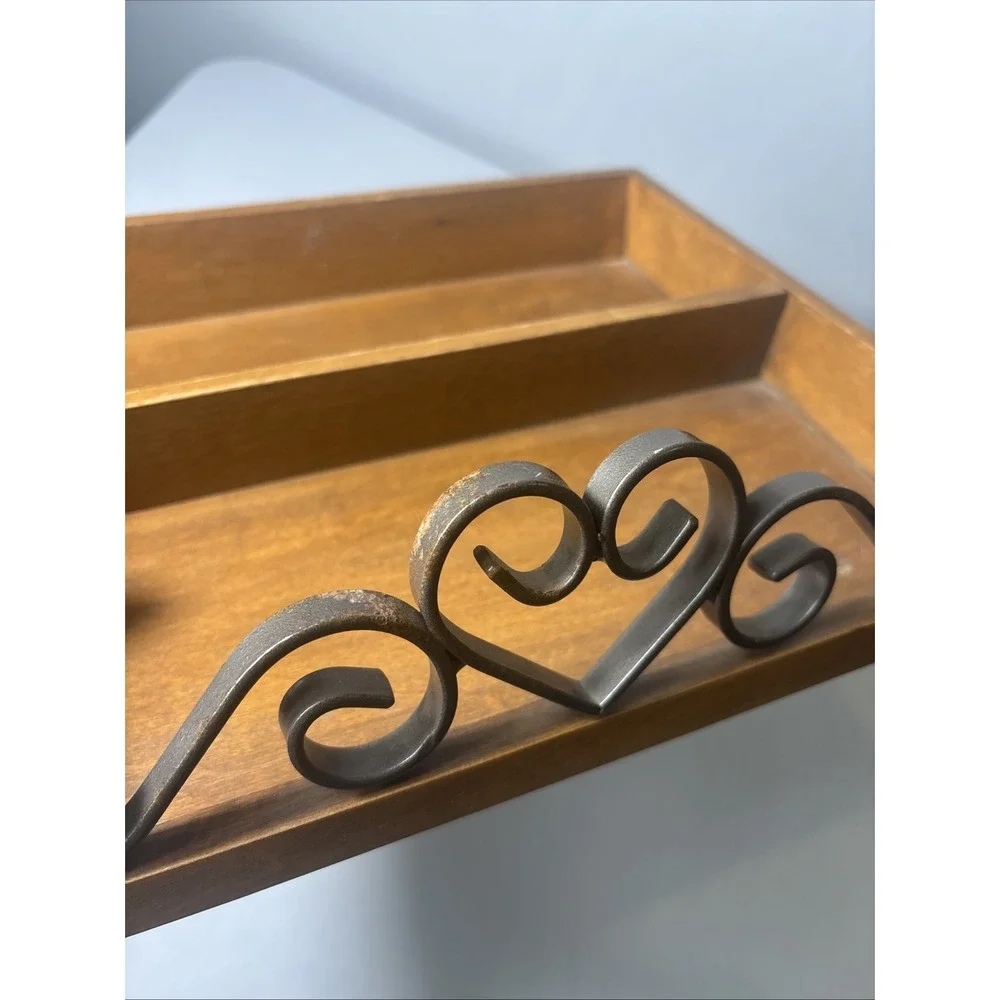 Brighton Wood Metal Display Tray Organizer Divided Shelf Jewelry Accessories